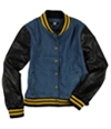 Lue Womens Denim Faux Leather Jean Jacket, TW2