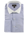 Tasso Elba Mens Bar Striped Button Up Dress Shirt blue 15.5