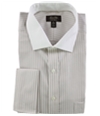 Tasso Elba Mens Bar Striped Button Up Dress Shirt brown 16.5