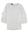 Alfani Womens Zip-Back Ruffled Blouse white XL