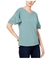 I-N-C Womens Ruffle Sleeve Pullover Blouse greenmist M