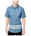 American Rag Mens Paulie Varsity Button Up Shirt pasblue S