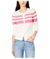 maison Jules Womens Striped Cardigan Sweater blossompink XXS