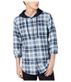 American Rag Mens Plaid Hooded Button Up Shirt