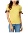 maison Jules Womens Striped Ribbon Basic T-Shirt tuscangold S