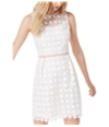 maison Jules Womens Star-Pattern Lace A-line Fit & Flare Dress brightwhite 10