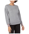 maison Jules Womens Striped Cuff Pullover Sweater softgreyhthr XL