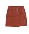 Bar Iii Womens Faux Leather Mini Wrap Skirt