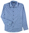 Alfani Mens Floral Print Button Up Shirt lazulite 2XL