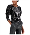 I-N-C Womens Sequin Pullover Blouse black XS