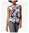 Nine West Womens Floral Print Sleeveless Blouse Top