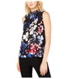 Nine West Womens Floral Sleeveless Blouse Top