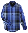 Alfani Mens Derby Plaid LS Button Up Shirt newcurulean S