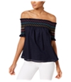 Trina Turk Womens Smocked Embroidered Off The Shoulder Blouse