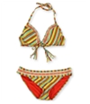 Lucky Brand Womens Striped Crochet Hipster 2 Piece Bikini, TW3