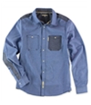 Marc Ecko Mens Utility Ox Ls Button Up Shirt blue XS