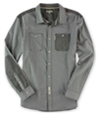 Marc Ecko Mens Utility Ox Ls Button Up Shirt gry XS