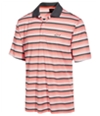 Greg Norman Mens Multi Striped Performance Rugby Polo Shirt coralcrush S