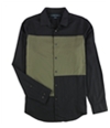Perry Ellis Mens Color Block Button Up Shirt black M