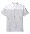 Perry Ellis Mens Wave Stripe Button Up Shirt brightwhite S