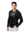 I-N-C Mens Faux Leather Cable Knit Pullover Sweater, TW1