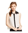 Material Girl Womens Colorblock Button Down Blouse
