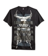 I-N-C Mens Striped Split Neck Graphic T-Shirt deepblack S