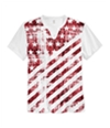I-N-C Mens Flag Split Neck Graphic T-Shirt whitepure S