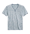 I-N-C Mens Heathered Y-Neck Graphic T-Shirt blue S