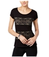 I-N-C Womens Lece Detail Basic T-Shirt deepblack L
