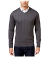 John Ashford Mens V-Neck Striped-Texture Knit Sweater charcoalhtr S