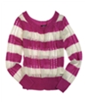 Ecko Unltd. Womens Open Neck Stripe Cable Knit Sweater