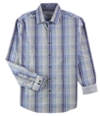 Tasso Elba Mens Sateen Plaid Button Up Shirt