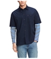 Tommy Hilfiger Mens Oversized Striped Sleeve Button Up Shirt