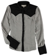 Max Studio London Womens Colorblocked Button Up Shirt greyblack M