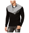 I-N-C Mens Four-Snap Faux-Leather Trim Pullover Sweater