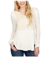 Lucky Brand Womens Velvet Burnout Henley Shirt