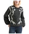 Lucky Brand Womens Embroidered Pullover Sweater black S