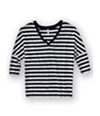 Aeropostale Womens V-neck Stripe 3/4 Sleeve Graphic T-Shirt 404 S