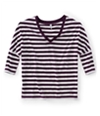 Aeropostale Womens V-neck Stripe 3/4 Sleeve Graphic T-Shirt 571 S