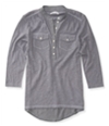 Aeropostale Womens Solid Popover Henley Shirt 038 S