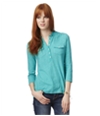 Aeropostale Womens Solid Popover Henley Shirt 110 L