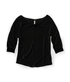 Aeropostale Womens Metallic 3/4 Sleeve Graphic T-Shirt
