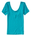 Aeropostale Womens Solid Double Scoop Basic T-Shirt 127 XS