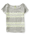 Aeropostale Womens Zip Lace Embellished T-Shirt 052 M