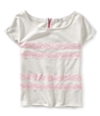 Aeropostale Womens Zip Lace Embellished T-Shirt 104 XS