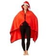 PJ Couture Womens Hooded Poncho Robe red One Size