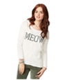 Aeropostale Womens Meow Text Knit Sweater