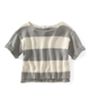 Aeropostale Womens Stripe Wide-Fit Cropped Knit Sweater