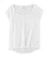 Aeropostale Womens Sheer Chiffon Pleated Tunic Blouse